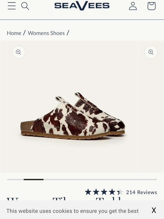 SeaVees Shoes - SeaVees Cow-Print Slip-On Mule in Brown and White Cow Print
